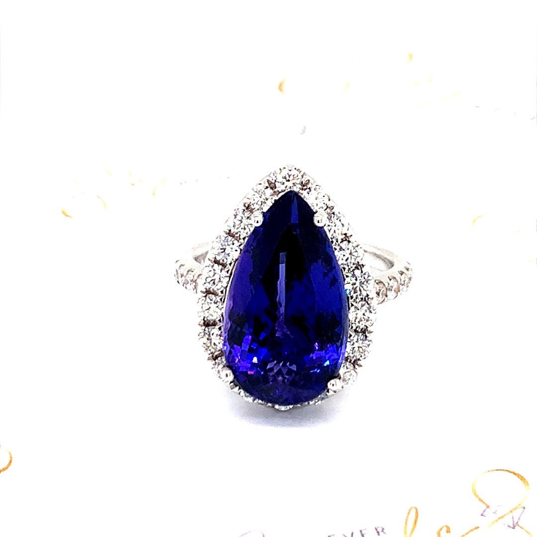 Pear Cut Tanzanite with a Halo Of Diamonds - ForeverJewels Design Studio 8