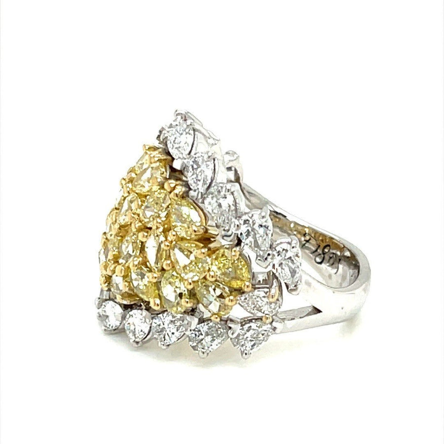 Pear shaped Yellow and White Diamond Ring - ForeverJewels Design Studio 8