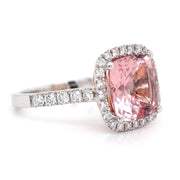 Pink Cushion Cut Morganite Ring with a Halo of Diamonds - ForeverJewels Design Studio 8