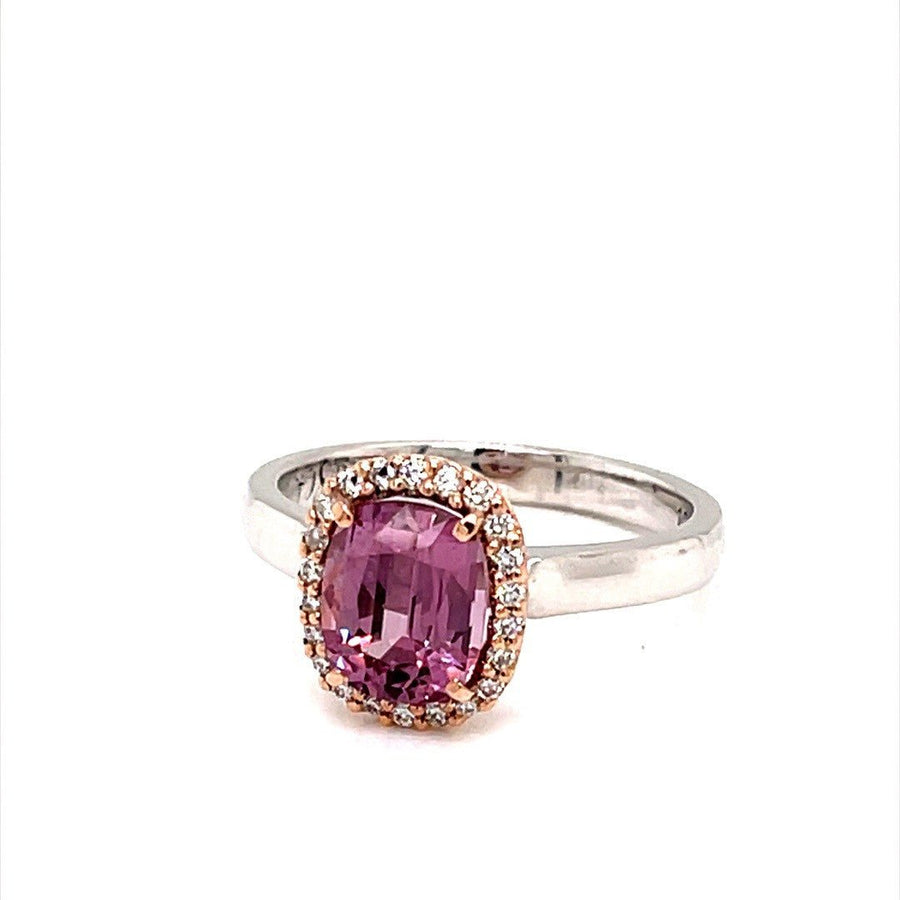 Pink Malaya garnet Diamond Halo Ring - ForeverJewels Design Studio 8