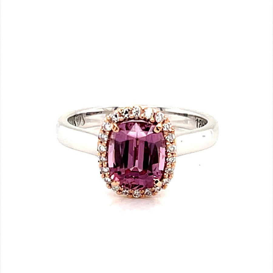 Pink Malaya garnet Diamond Halo Ring - ForeverJewels Design Studio 8