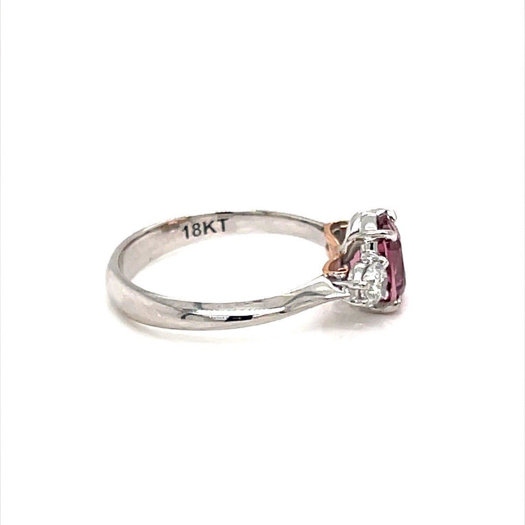 Pink Malaya garnet diamond Trilogy ring - ForeverJewels Design Studio 8