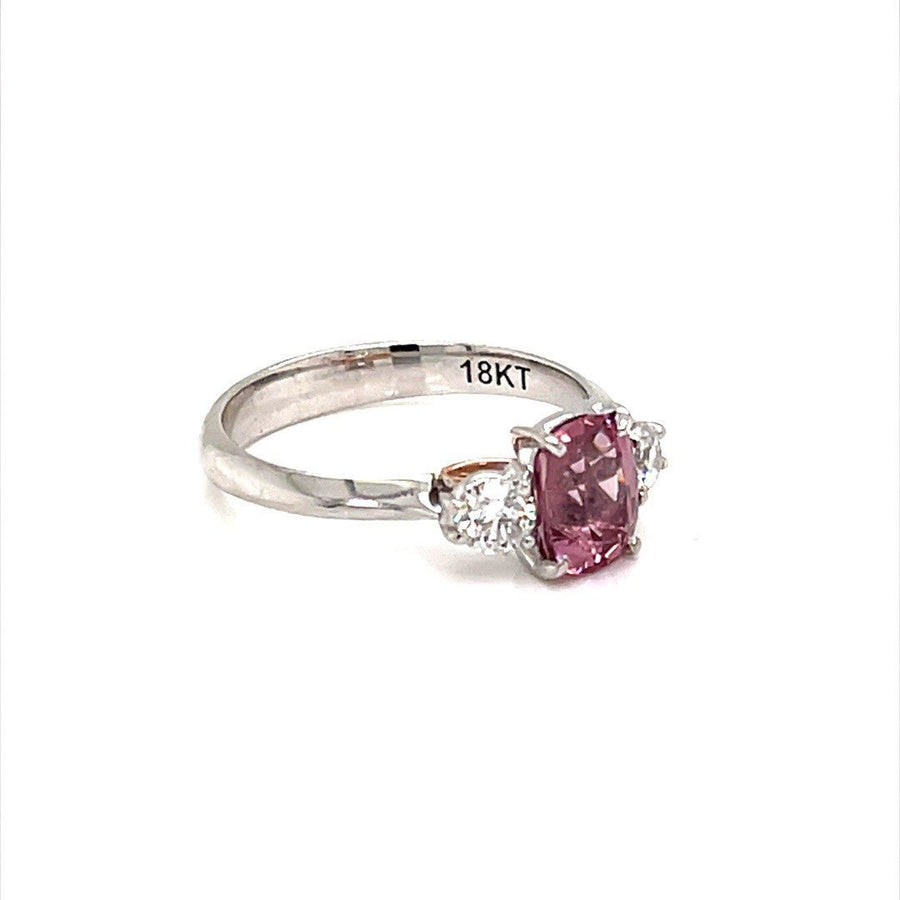 Pink Malaya garnet diamond Trilogy ring - ForeverJewels Design Studio 8