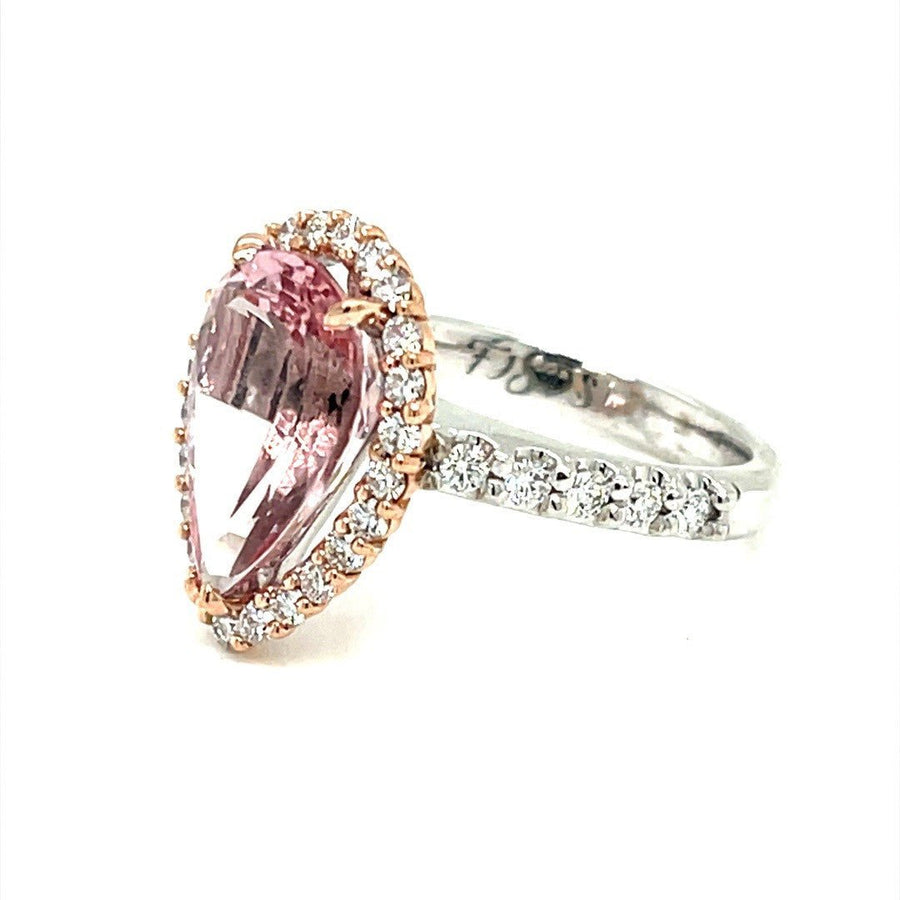 Pink Morganite Diamond Halo Ring - ForeverJewels Design Studio 8