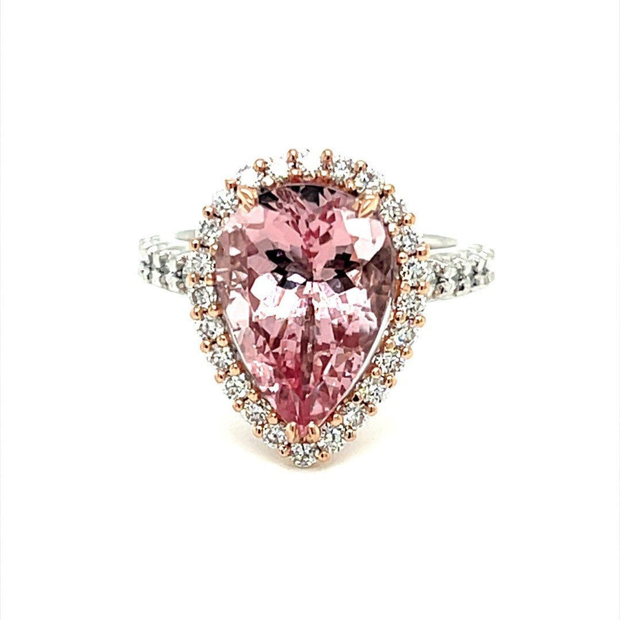 Pink Morganite Diamond Halo Ring - ForeverJewels Design Studio 8