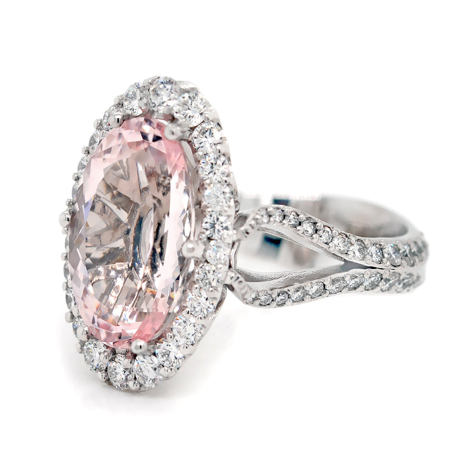 Pink Morganite Ring with a Halo of Diamonds - ForeverJewels Design Studio 8