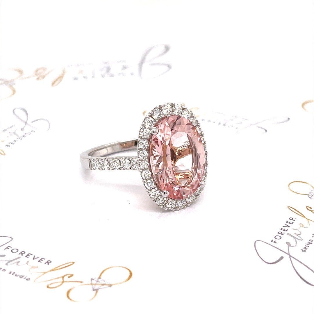 Pink Oval Morganite and Diamond Ring - ForeverJewels Design Studio 8