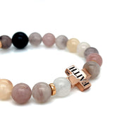 Pink quartz, jade and Onyx beads 9k Rose gold Faith Bracelet - ForeverJewels Design Studio 8