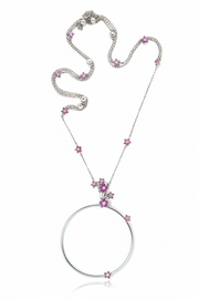 Pink Sapphire and Diamond set Magnifying Glass Necklace