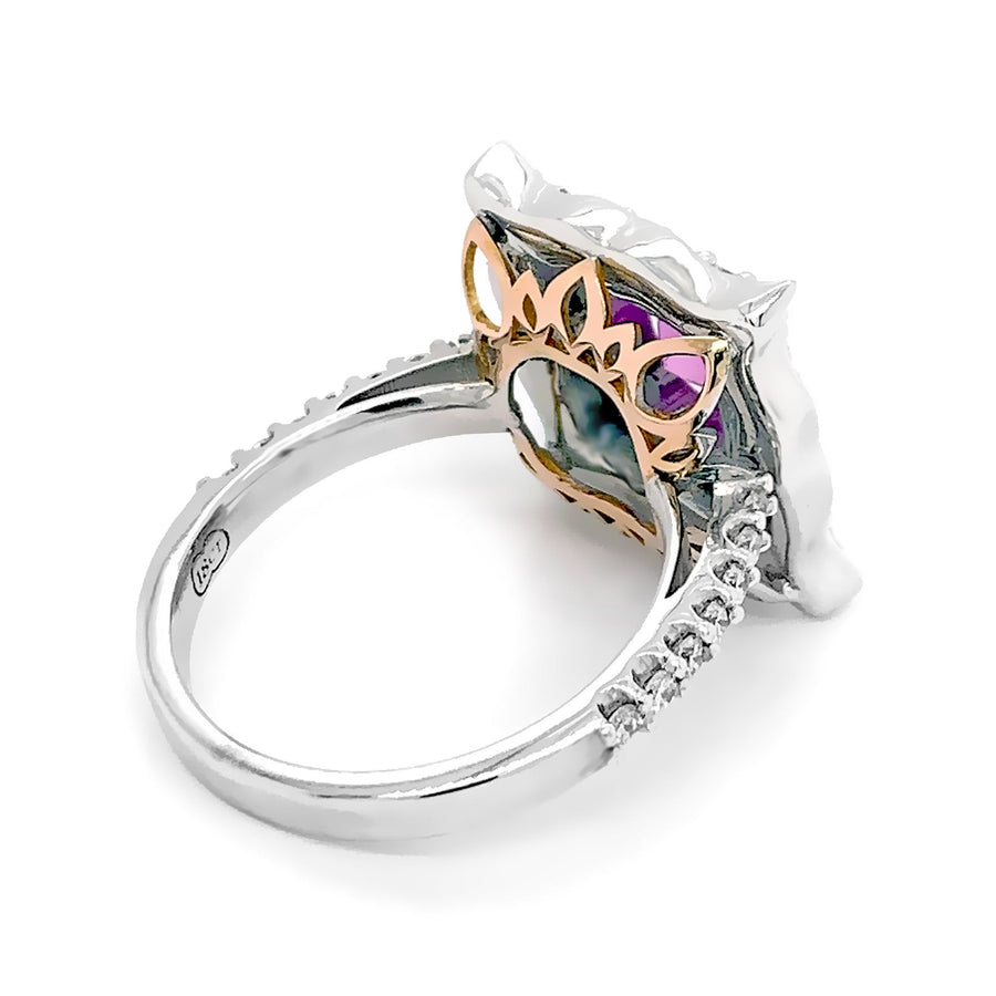 Pink Sapphire Ring with a Double Diamond Halo - ForeverJewels Design Studio 8