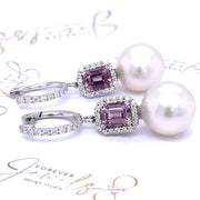 Pink Spinel and South Sea Pearls Diamond Earrings - ForeverJewels Design Studio 8