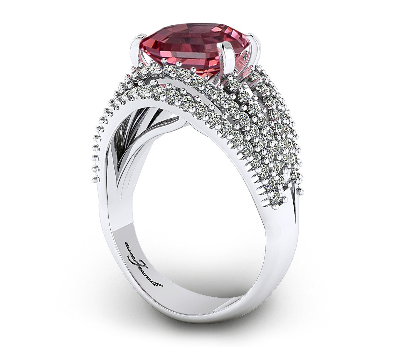 Pink tourmaline and Diamond dress ring - ForeverJewels Design Studio 8