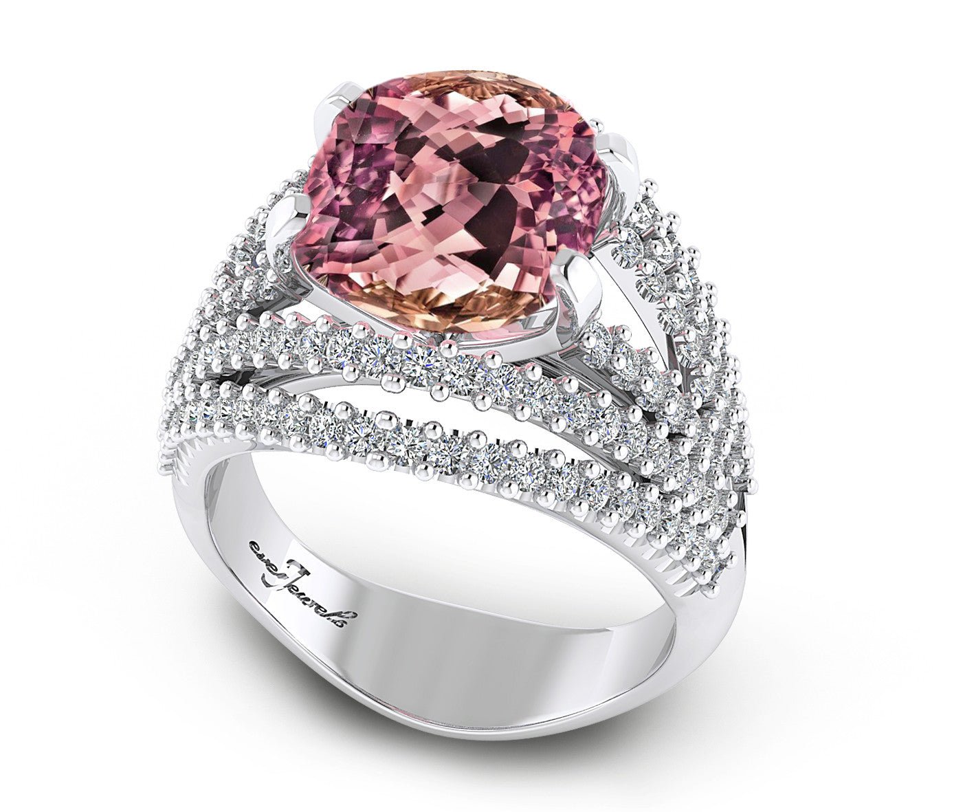 Pink tourmaline and Diamond dress ring - ForeverJewels Design Studio 8