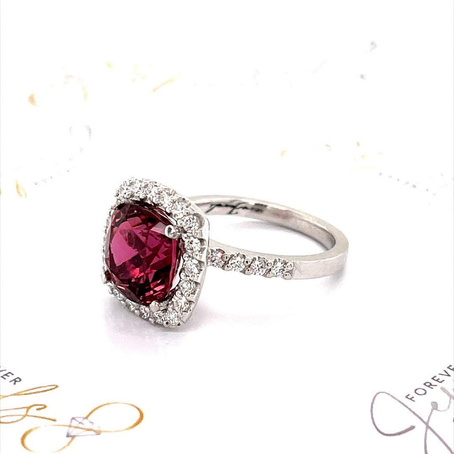 Pink Tourmaline and Diamond Halo Ring - ForeverJewels Design Studio 8