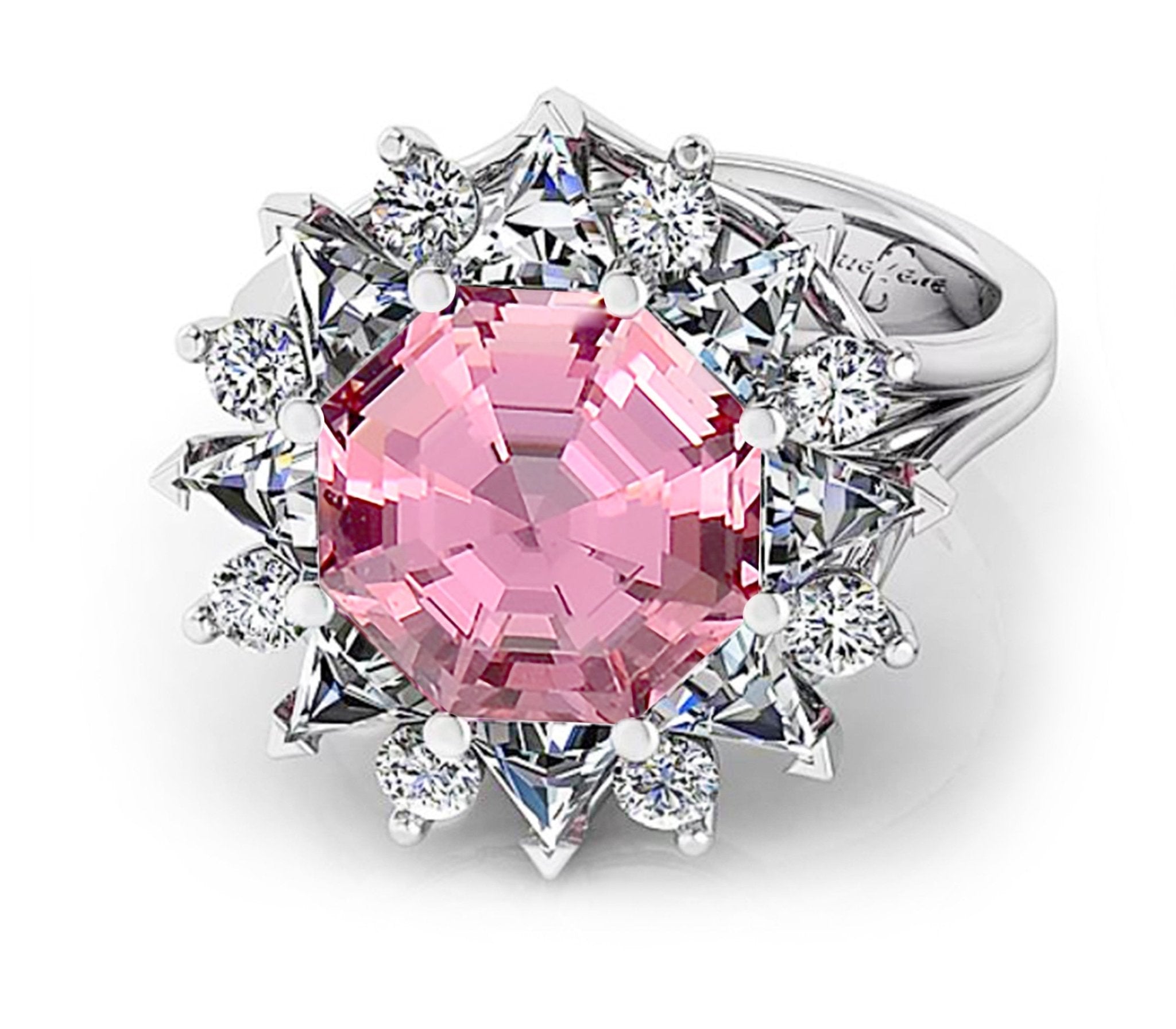 Pink Tourmaline Ring with a Halo of Diamonds - ForeverJewels Design Studio 8