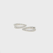 18K White Gold V-Shaped Diamond Hoop Earrings