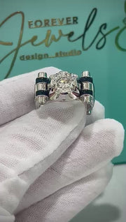 Men White Gold & Onyx Diamond Ring