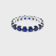 3carat Blue  Sapphire Eternity Ring in 18k white gold