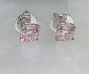 4.14ct Cushion Cut Pink Diamond Studs