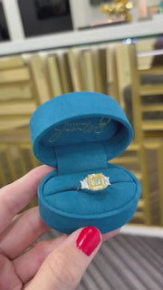 5.01ct Fancy Yellow Asscher Cut Trilogy Ring