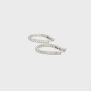 18K White Gold Diamond Tear Drop Hoop Earrings