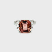 Pink Tourmaline &Diamond Trilogy Ring