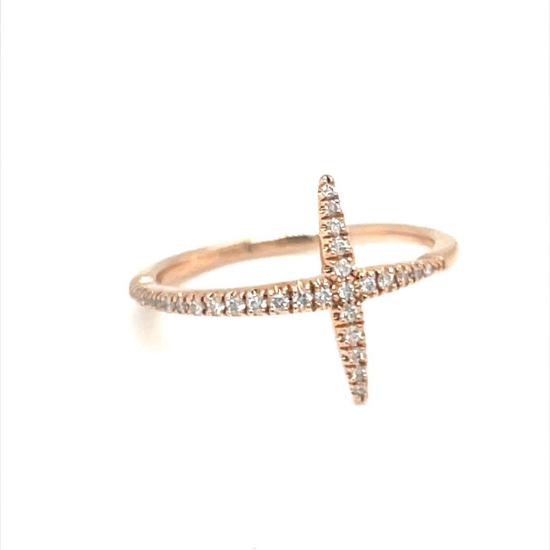 Rose Gold Diamond Cross Ring - ForeverJewels Design Studio 8