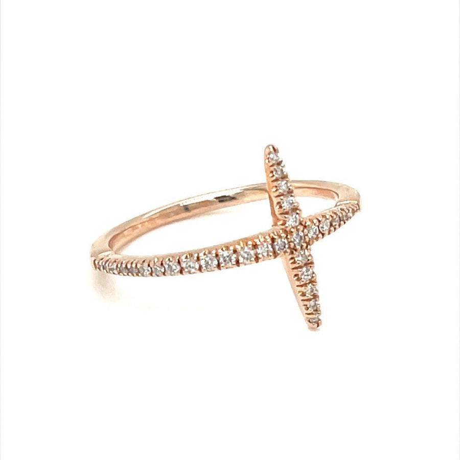 Rose Gold Diamond Cross Ring - ForeverJewels Design Studio 8