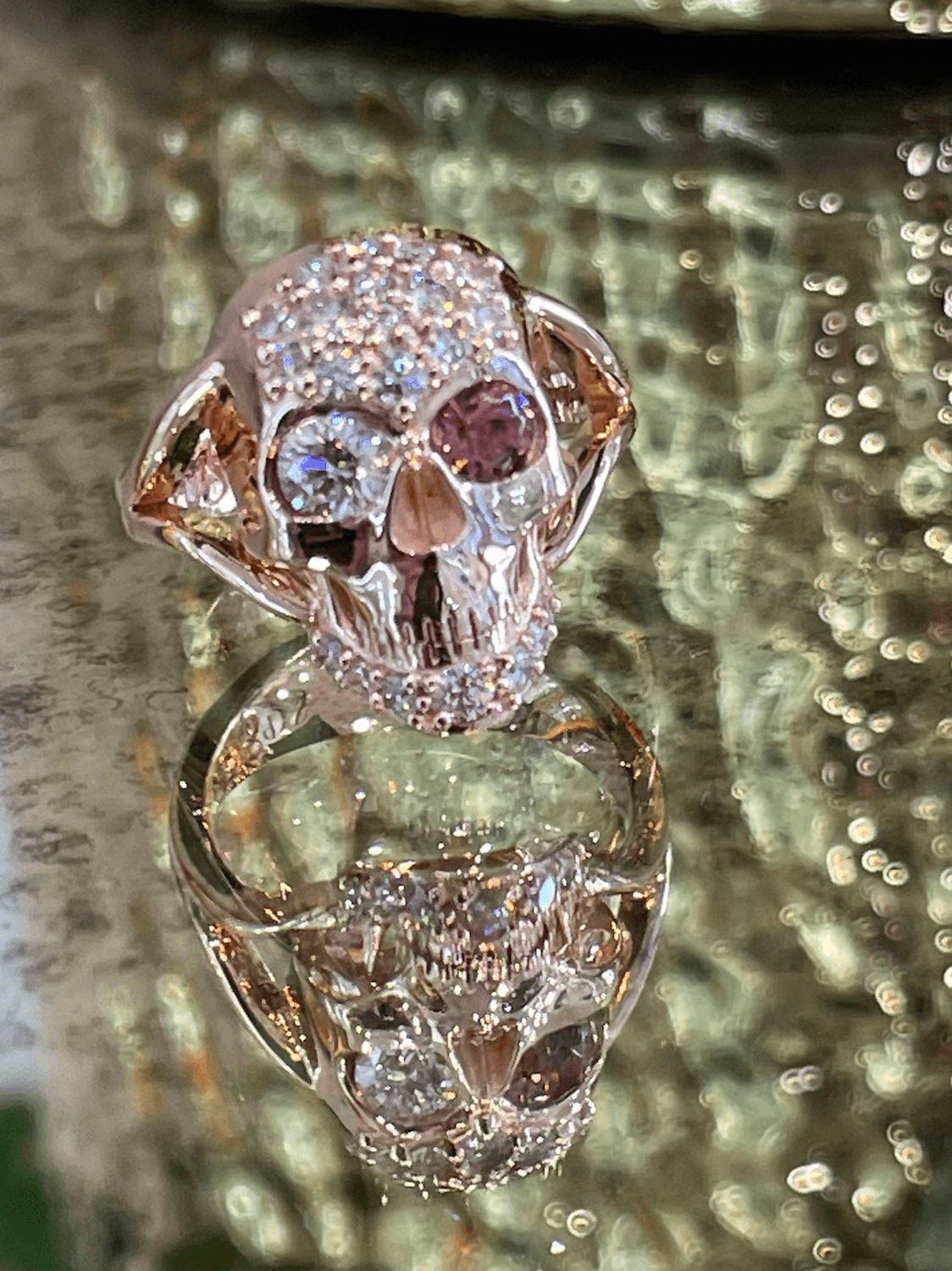 Rose gold skull ring discount