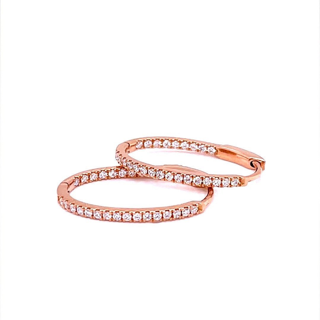 Rose gold oval shaped Diamond Hoop Earrings - ForeverJewels Design Studio 8