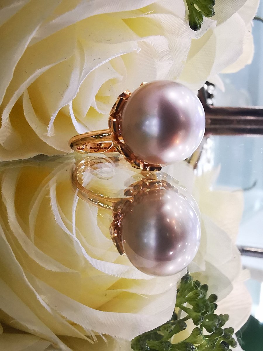Rose Gold Tahitian Pearl Dress Ring with Diamonds - ForeverJewels Design Studio 8
