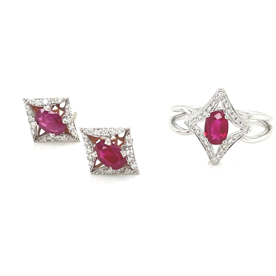 Ruby And Diamond white gold Earrings - ForeverJewels Design Studio 8