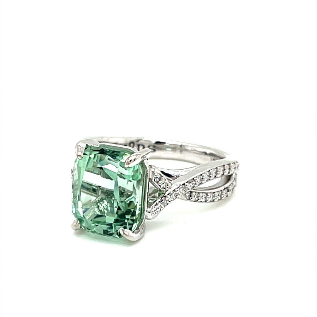 Seafoam Tourmaline and Diamond Ring - ForeverJewels Design Studio 8