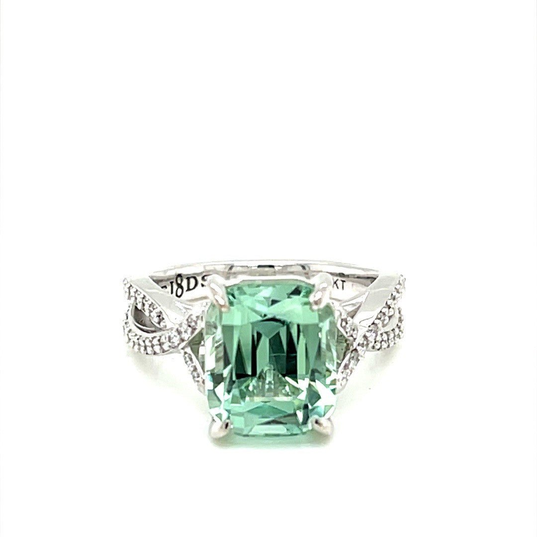 Seafoam Tourmaline and Diamond Ring - ForeverJewels Design Studio 8