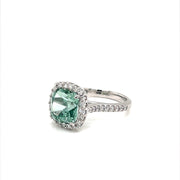 Seafoam Tourmaline Diamond Halo Ring - ForeverJewels Design Studio 8