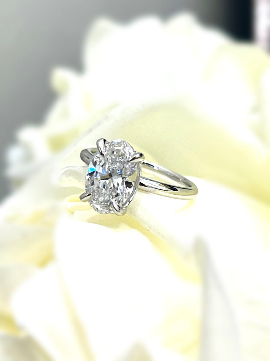 Solitaire lab Oval 2.63ct EVs White Gold Diamond Engagement Ring - ForeverJewels Design Studio 8