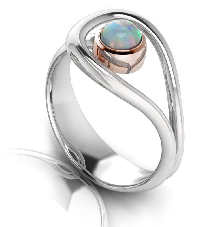 Sterling Silver Opal Dress Ring in White & Rose Gold - ForeverJewels Design Studio 8