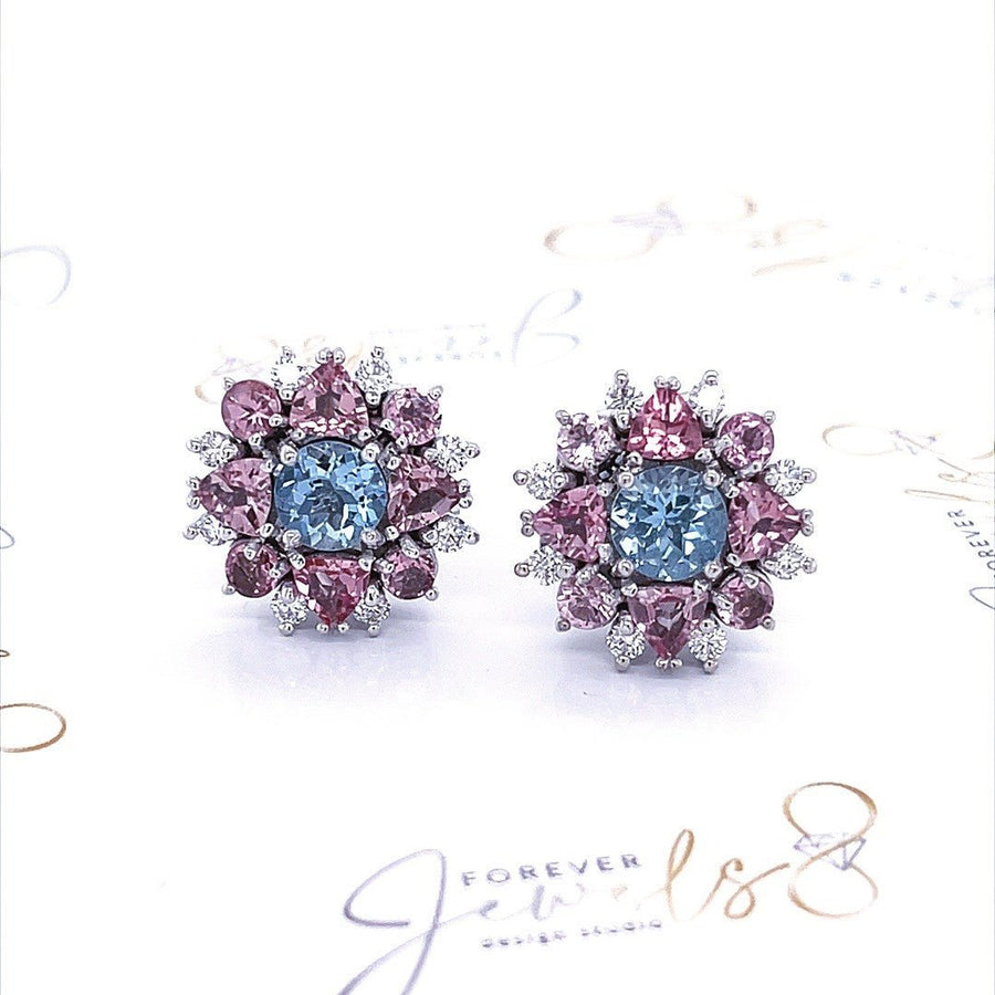Summer Aquamarine , Pink Tourmaline and Diamond Earrings - ForeverJewels Design Studio 8