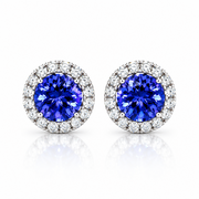Tanzanite and Diamond Halo Earring Studs