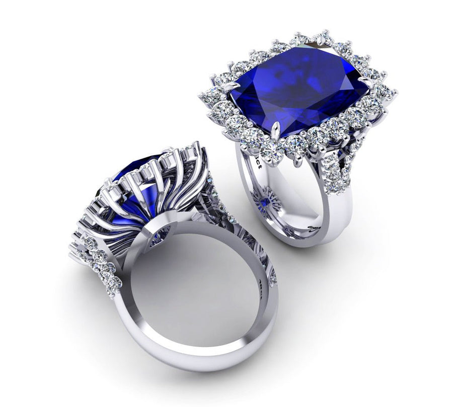 Tanzanite and diamond halo Ring - ForeverJewels Design Studio 8