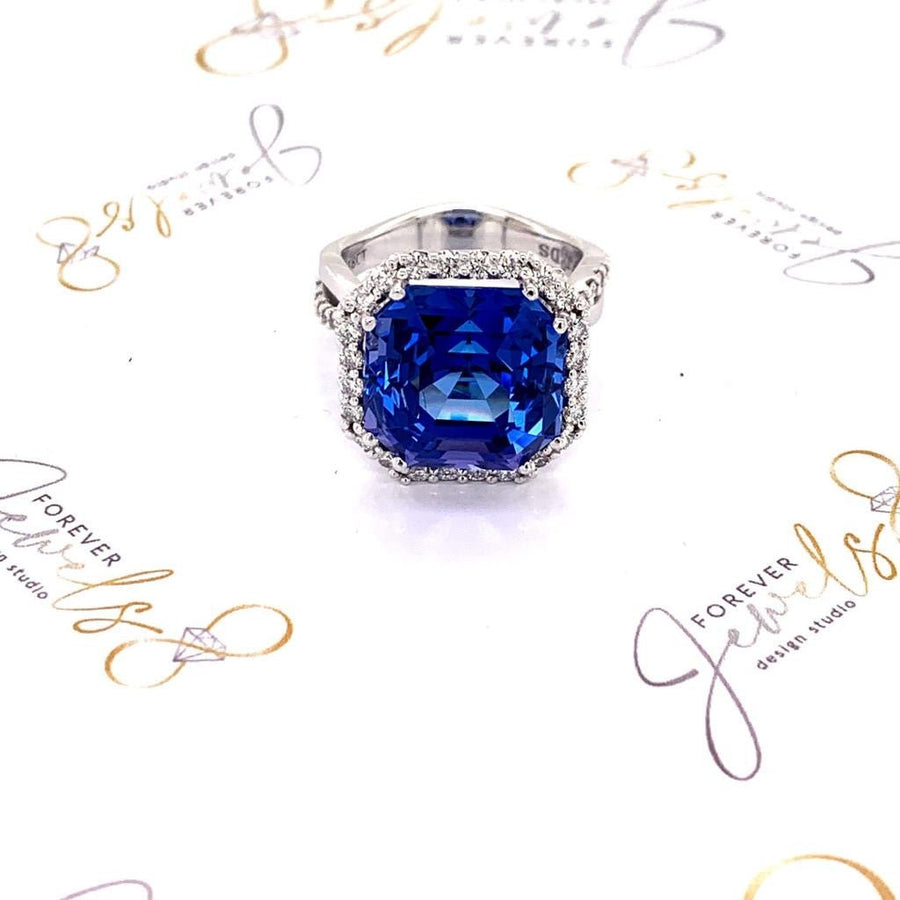 Tanzanite octagon shaped asscher cut 10.41ct - ForeverJewels Design Studio 8