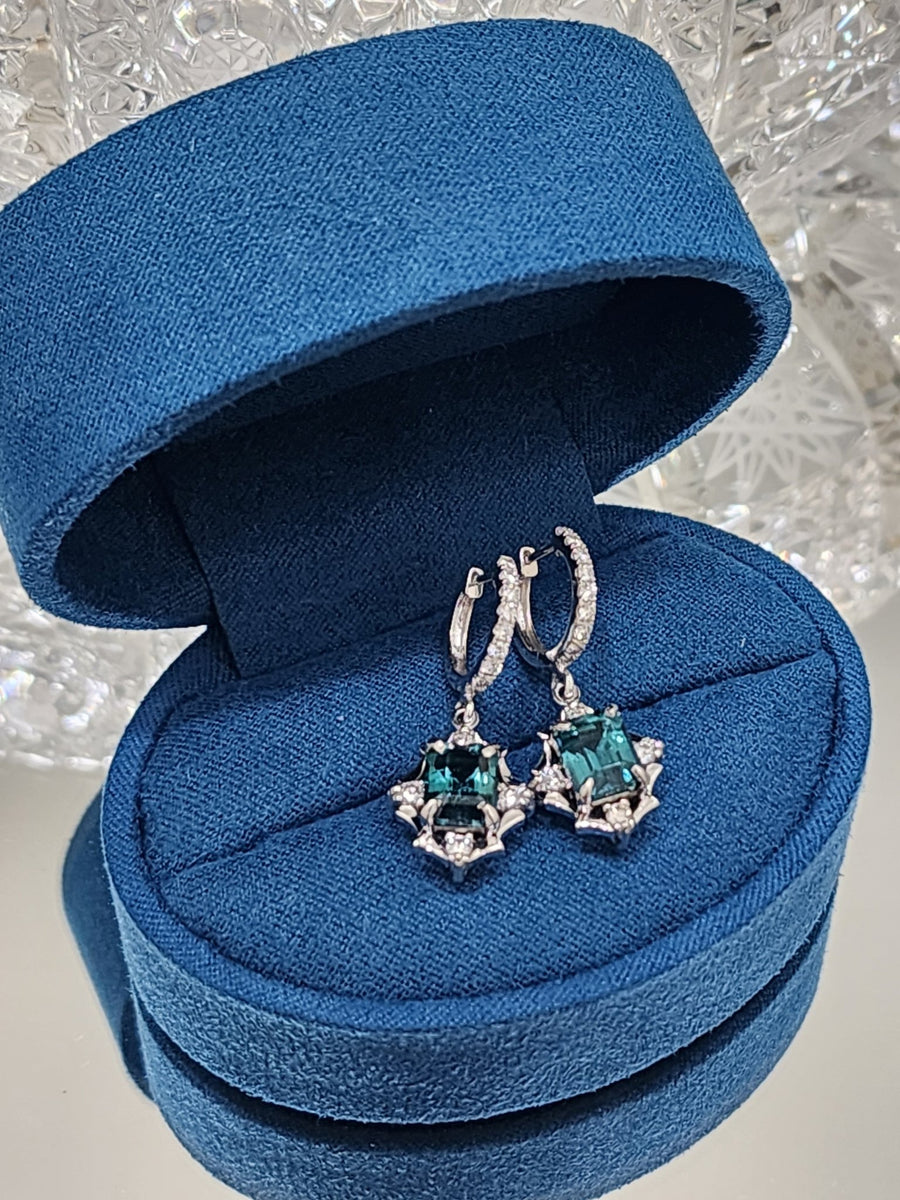 Teal Tourmaline & Diamond Earrings - ForeverJewels Design Studio 8