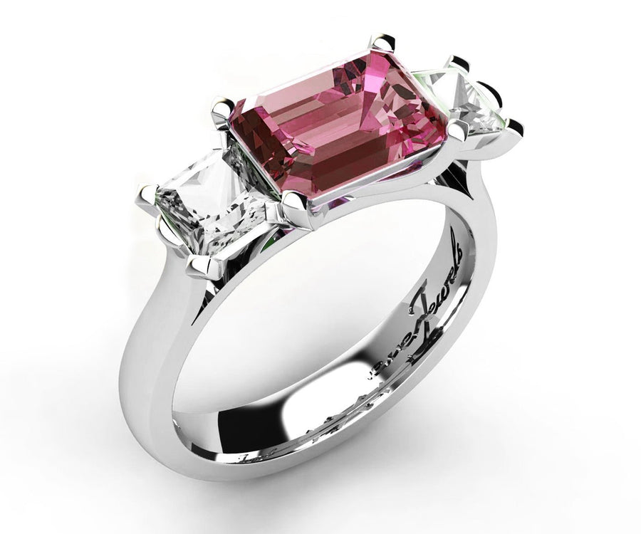 Trilogy Pink Tourmaline & Diamond Engagement Ring - ForeverJewels Design Studio 8