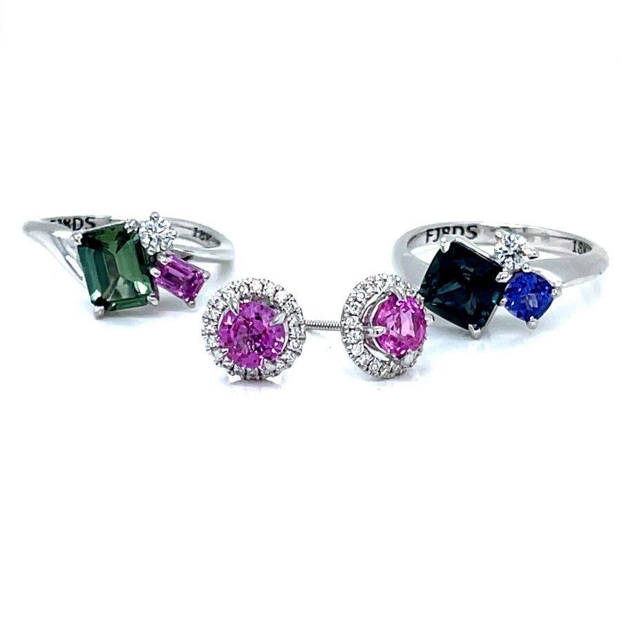 Trilogy Tanzanite, Green Sapphire and Diamond Ring - ForeverJewels Design Studio 8