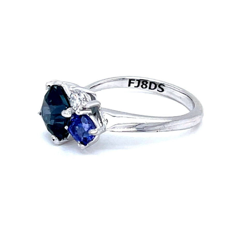 Trilogy Tanzanite, Green Sapphire and Diamond Ring - ForeverJewels Design Studio 8