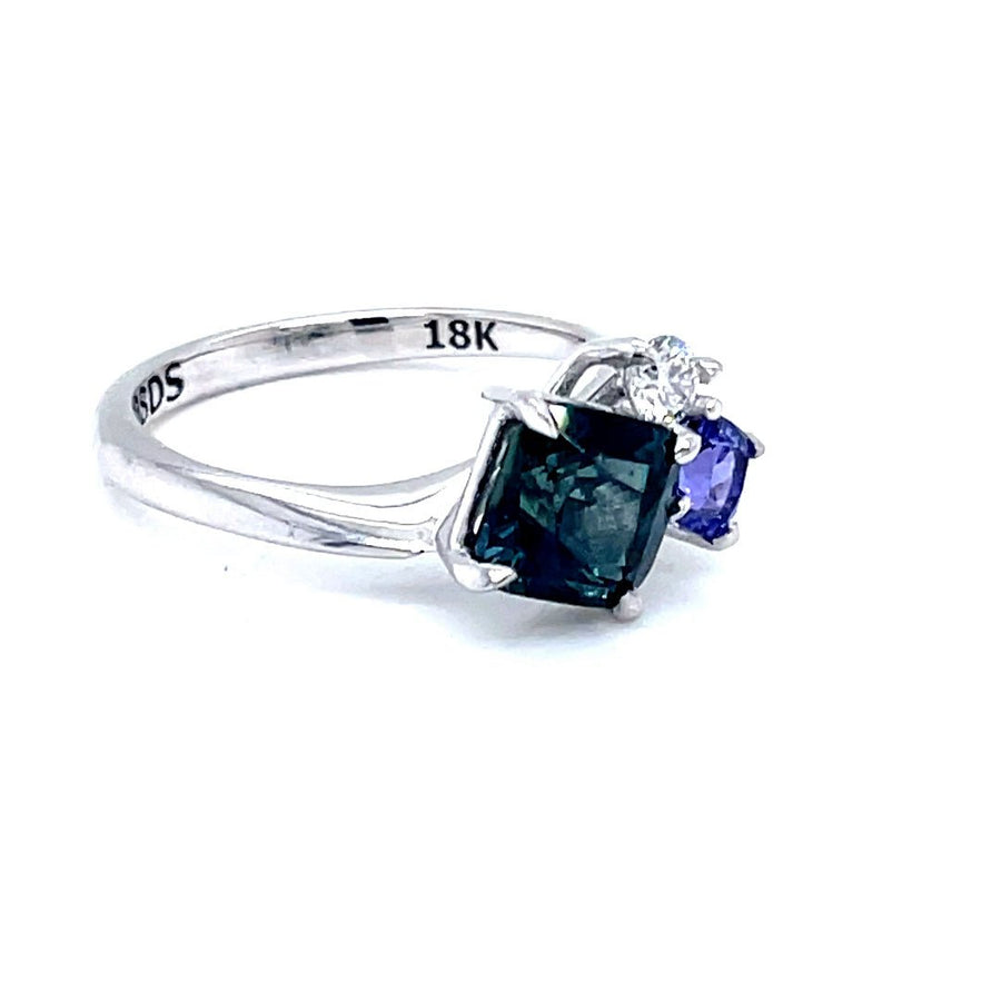 Trilogy Tanzanite, Green Sapphire and Diamond Ring - ForeverJewels Design Studio 8