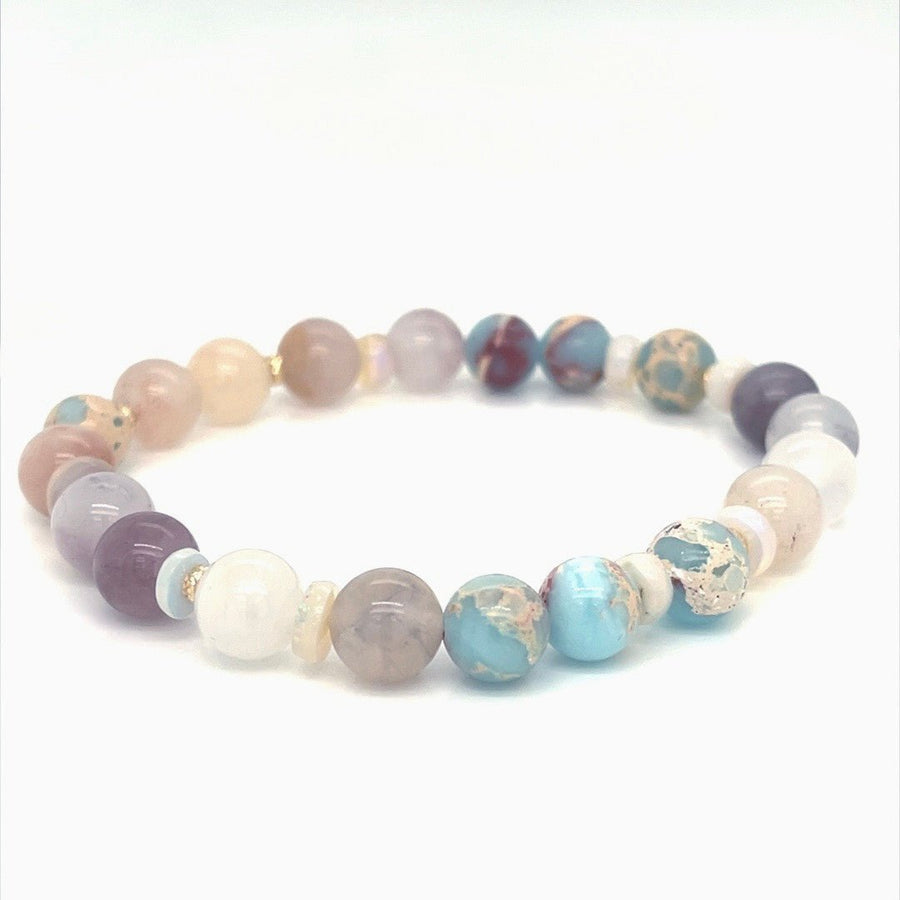 Violet Jade, Coober Pedy Opal & Jasper gold beads Bracelet - ForeverJewels Design Studio 8