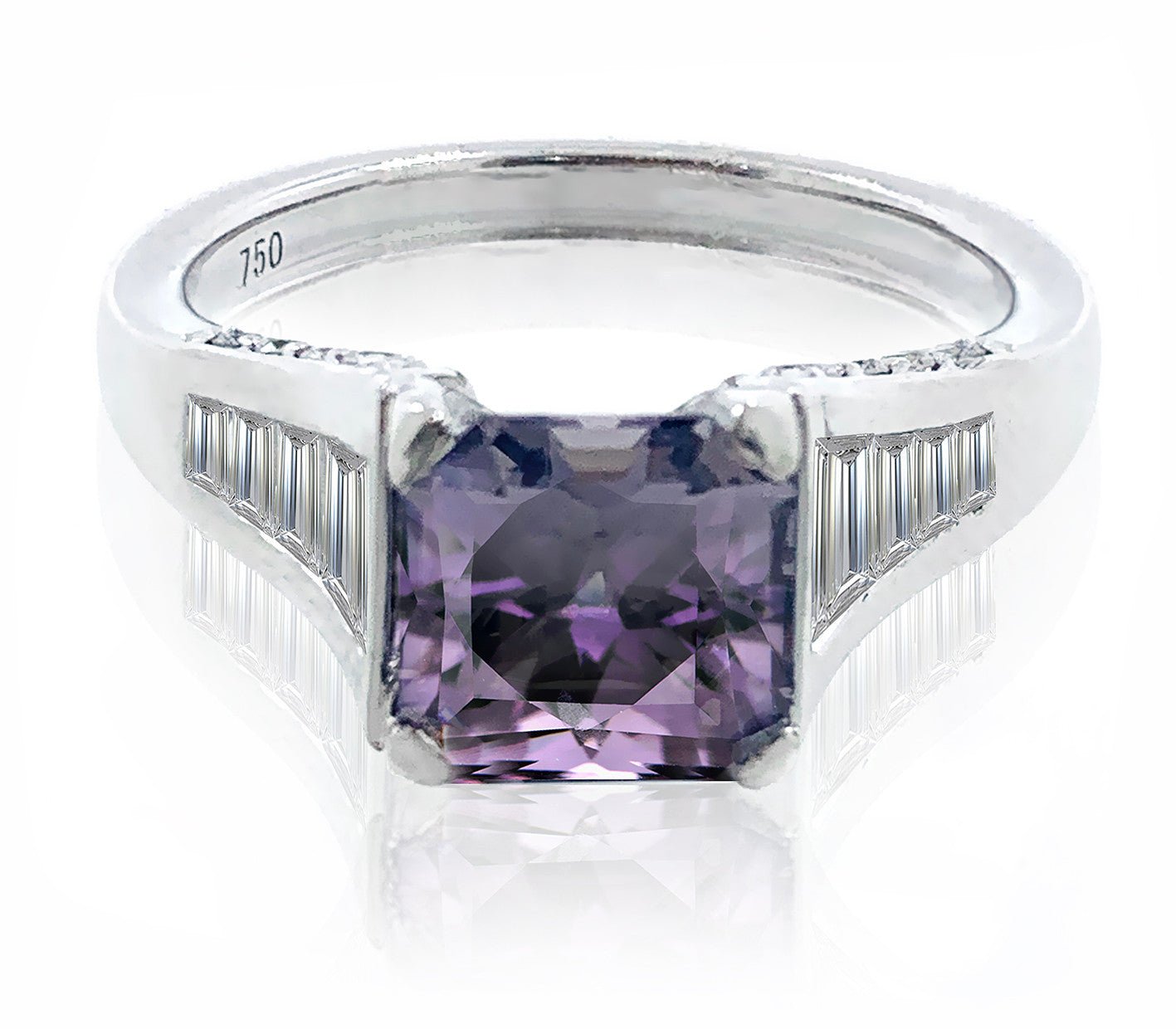 Violet Spinel Dress Ring with Baguette Diamonds - ForeverJewels Design Studio 8