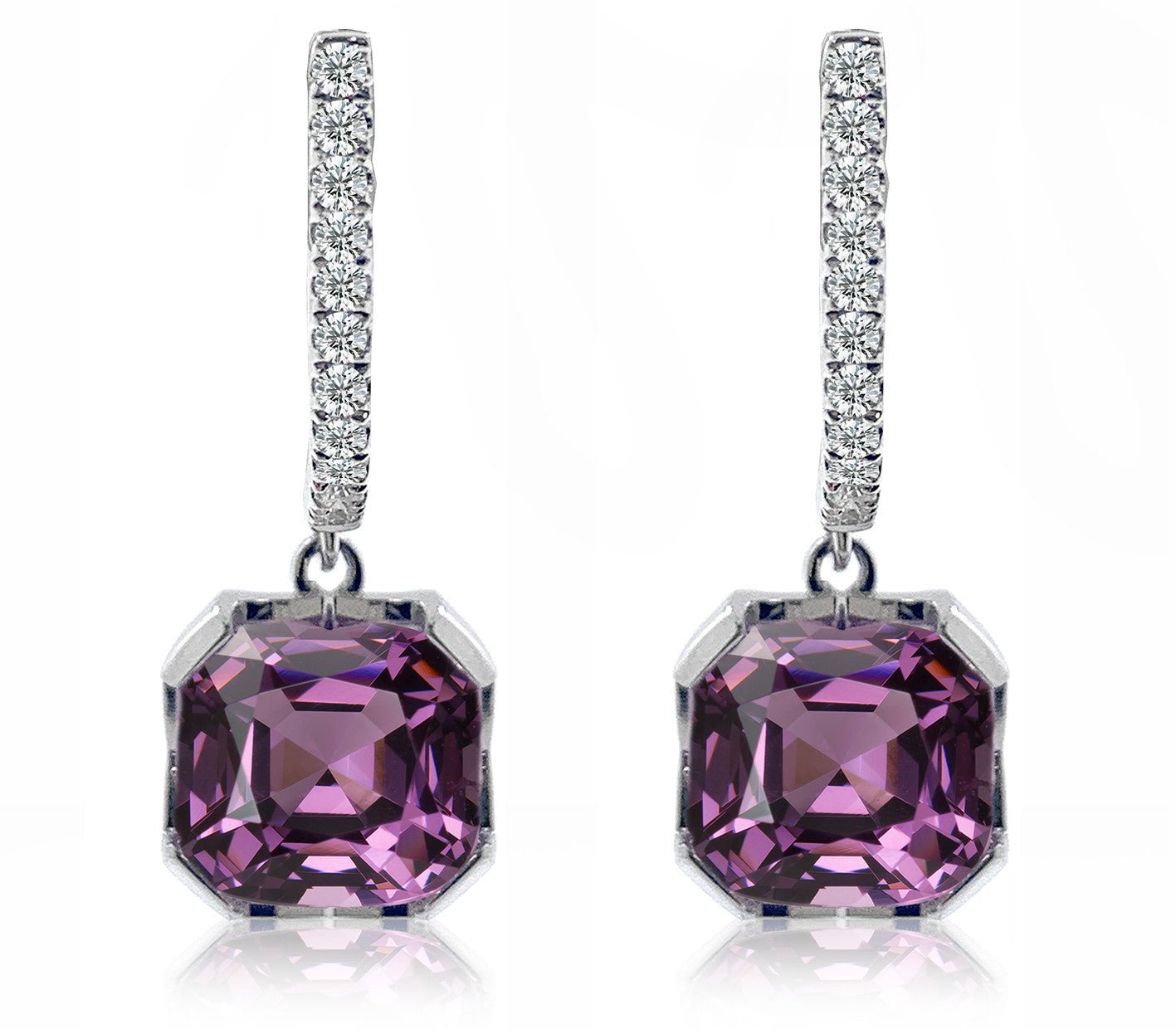 Violet Spinel Drop Earrings with Diamonds - ForeverJewels Design Studio 8