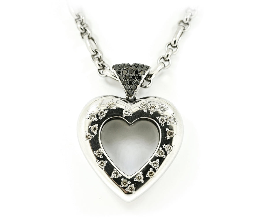 White Gold Black and White Diamond Heart Pendant - ForeverJewels Design Studio 8